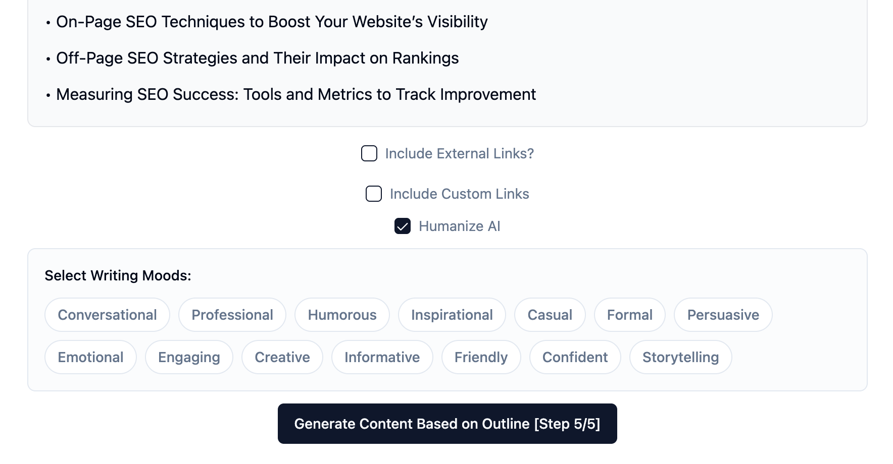 Humanize AI with Writing Moods - Content Customization